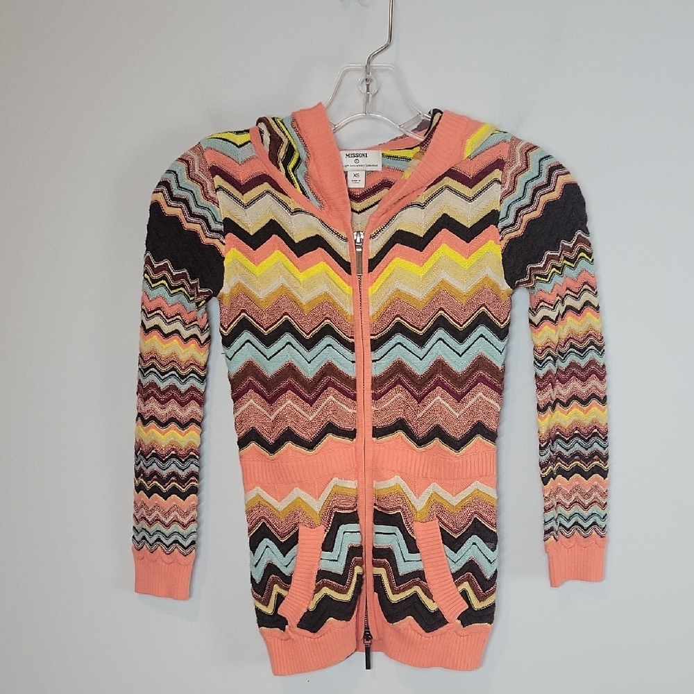 Girls Missoni Chevron hoodie sweater jacket size XS